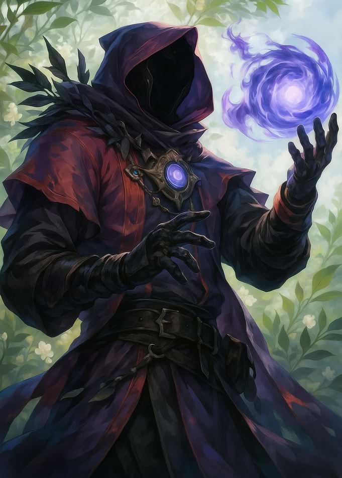 Hooded Mage with Purple Energy