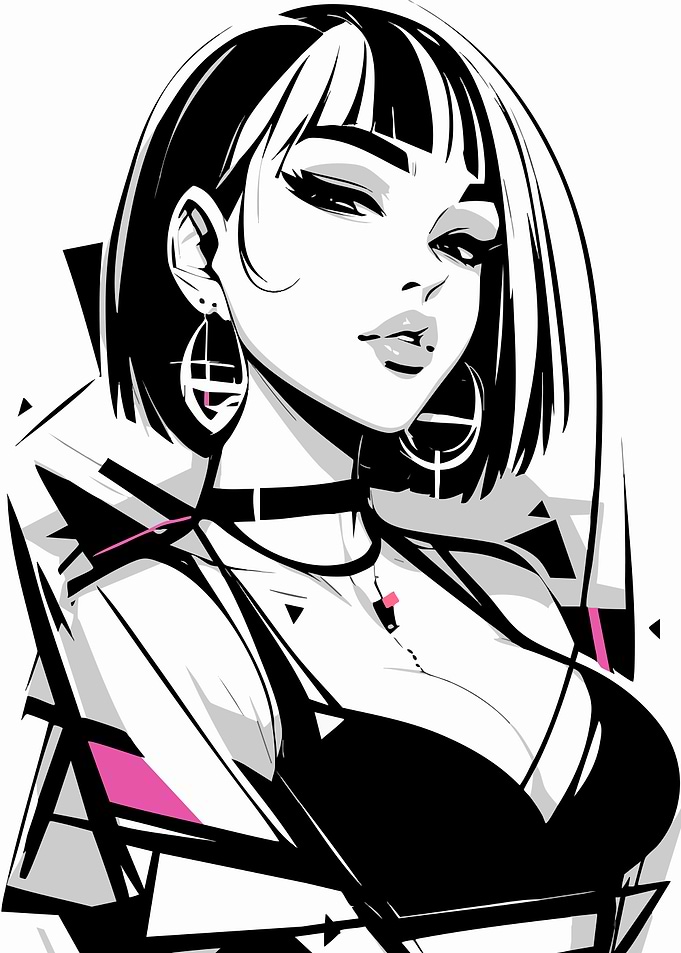Stylish Woman Portrait in Black and White