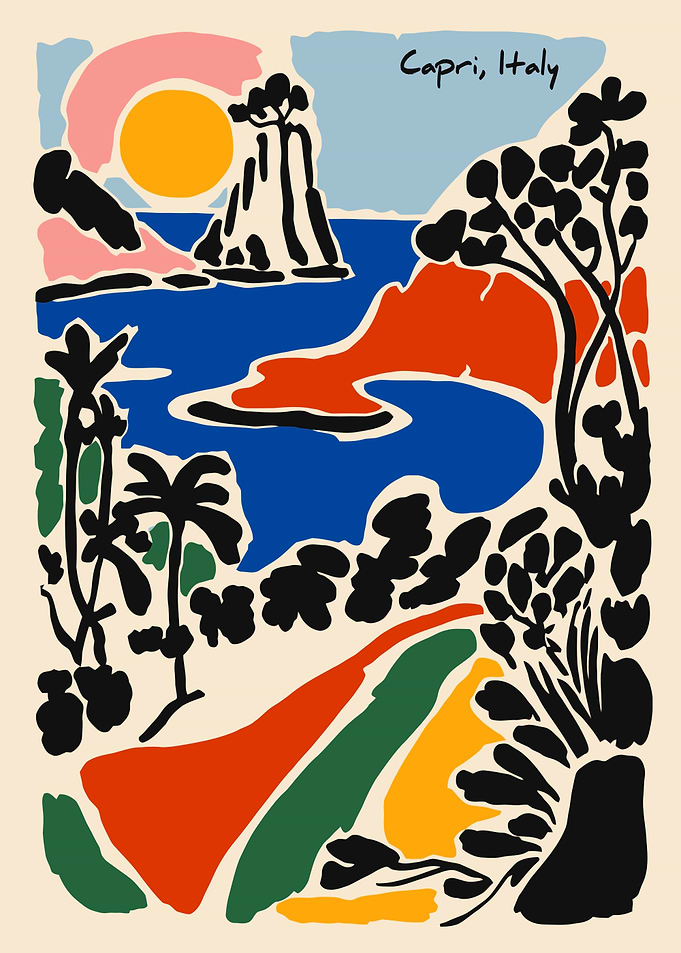 Capri, Italy - Colorful Landscape Art