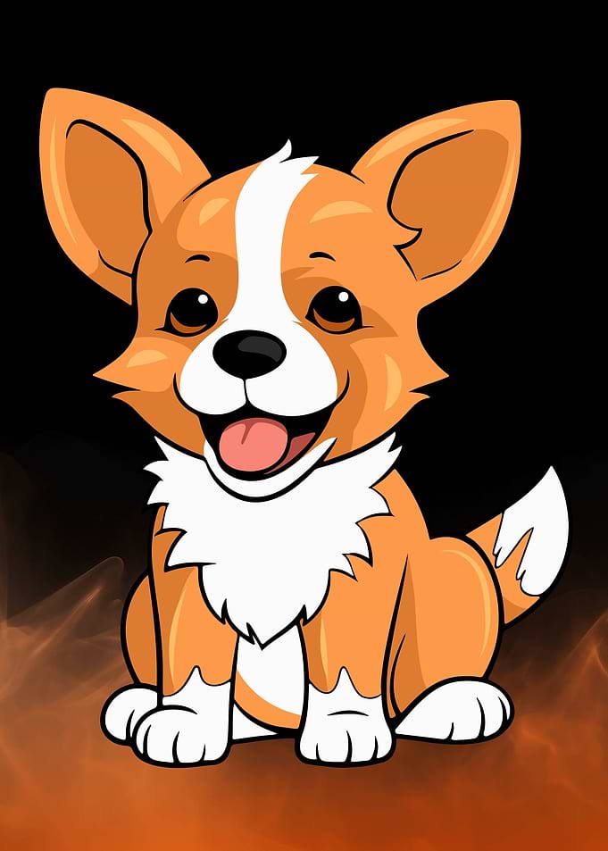 Cartoon Corgi Dog Illustration