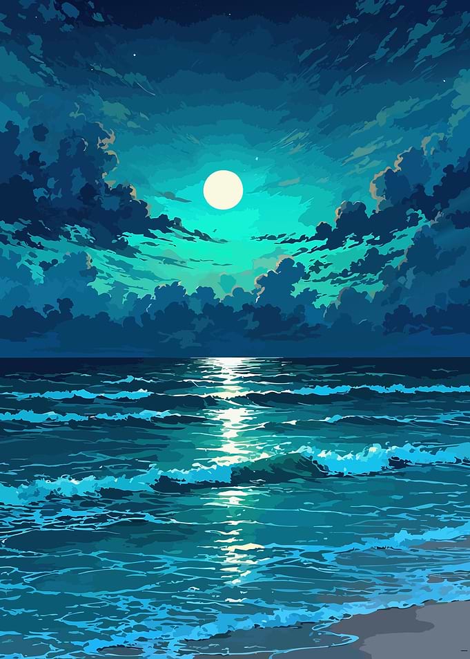 Moonlit Ocean Waves