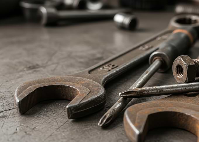 Rusty Wrenches and Tools Still Life