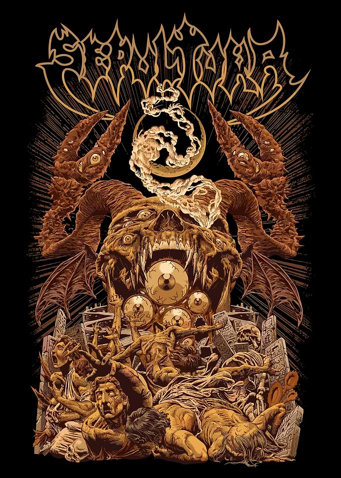 Horror Skull with Eyes and Figures