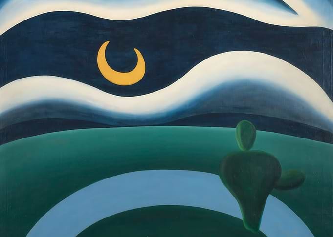 Abstract Landscape with Moon and Cactus, tarsila do amaral painting