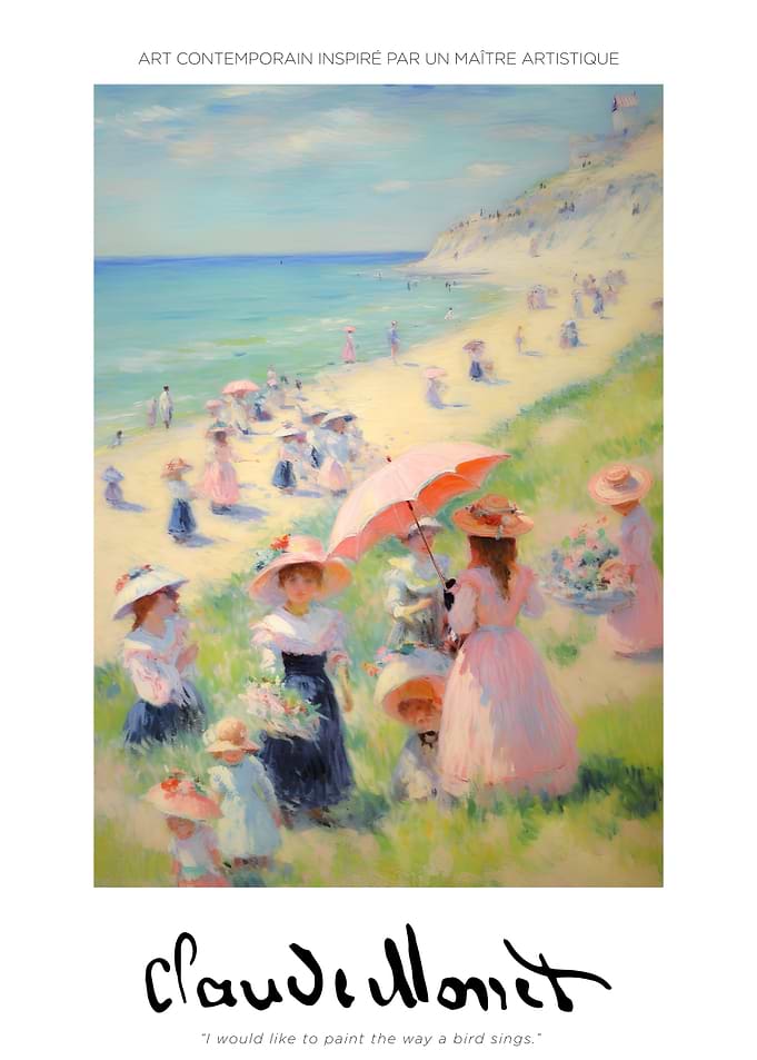 Impressionist Beach Scene with Figures