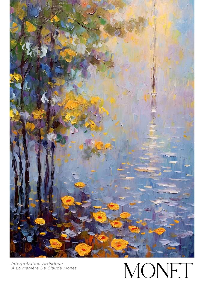 Monet-style Impressionistic Landscape Painting