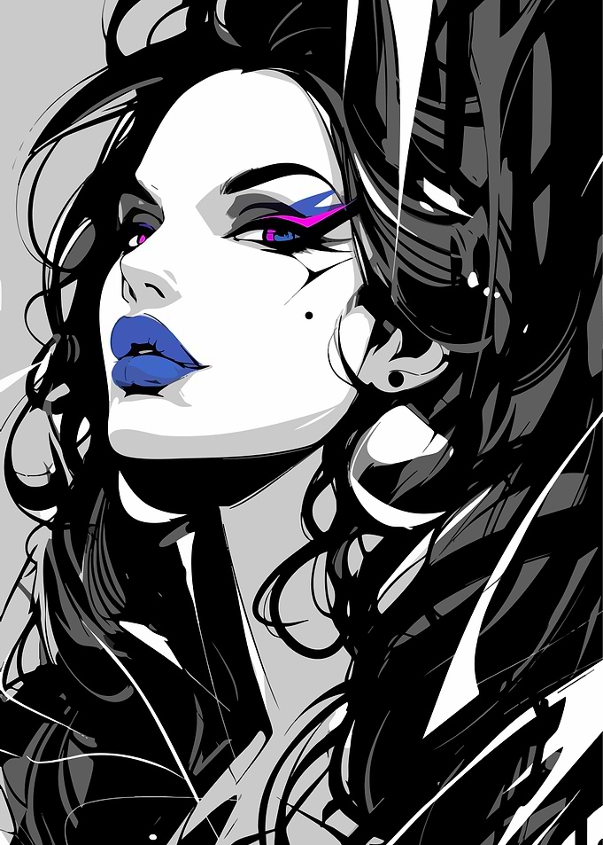 Stylish Woman Portrait with Bold Makeup