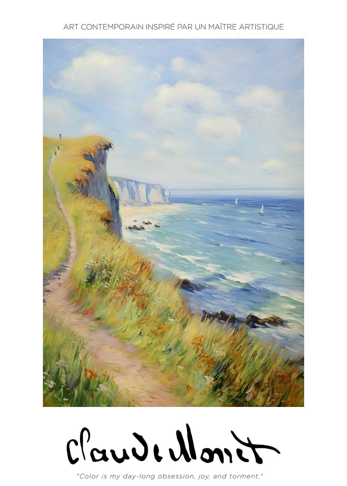 Coastal Cliff Painting Inspired by Monet