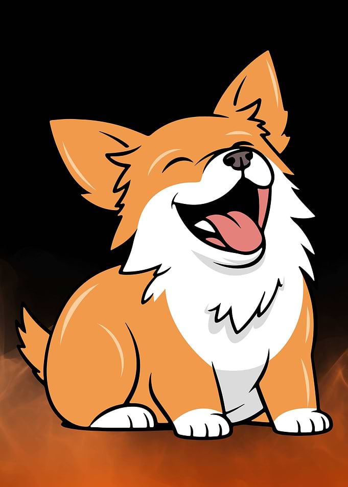 Cartoon Corgi Laughing