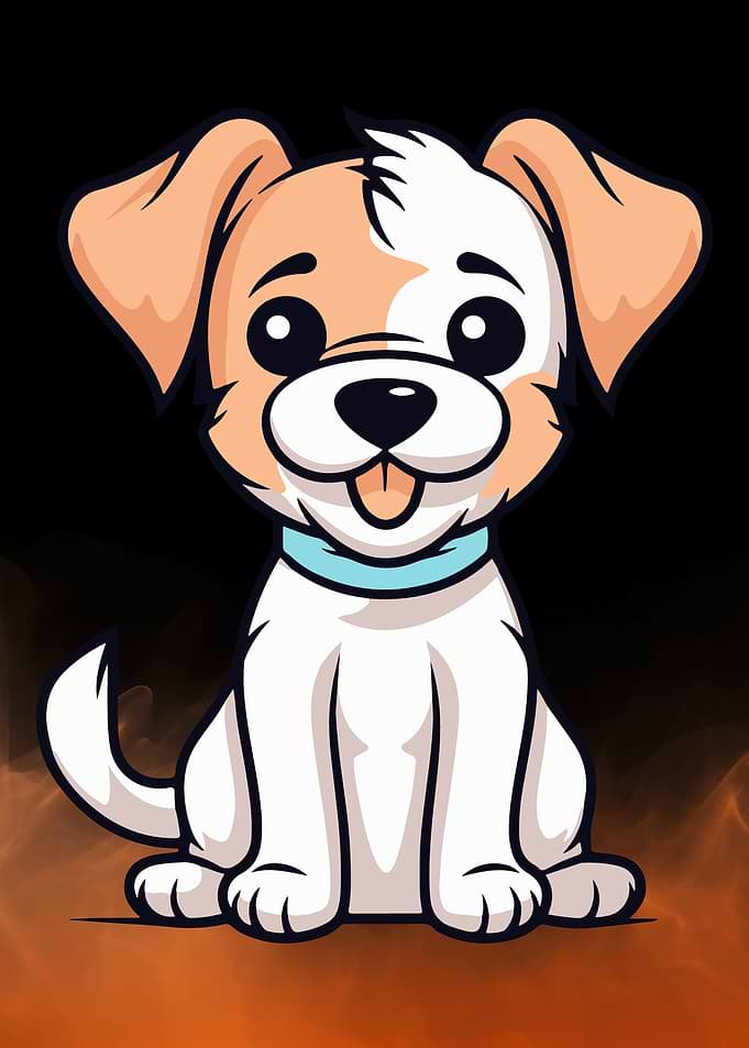 Cartoon Dog with Blue Collar