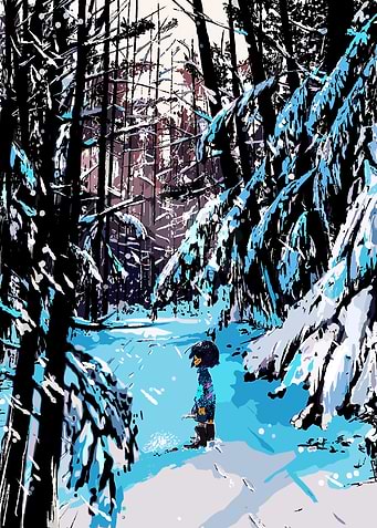 Frisk in Snowdin Forest undertale