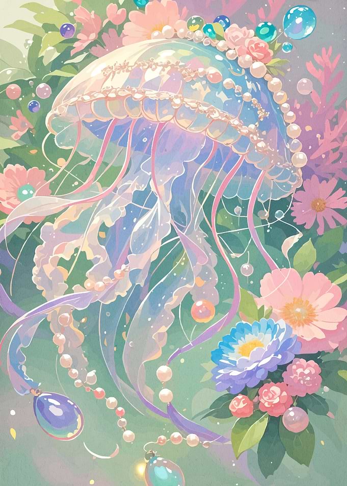 Pastel Jellyfish Floral Accents