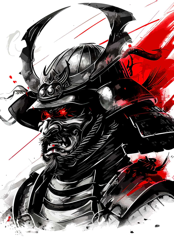 Samurai Warrior with Red Eyes
