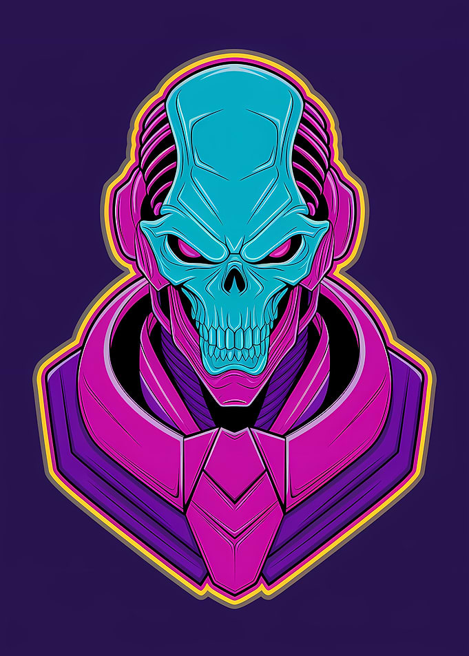 Cyberpunk Skull Illustration