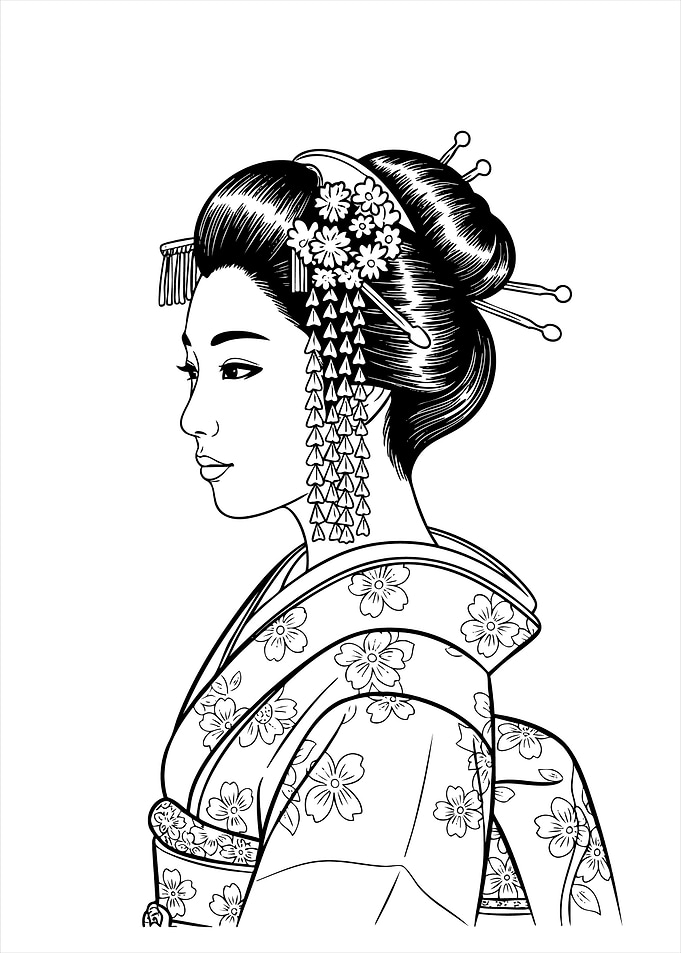 Geisha Portrait Black and White