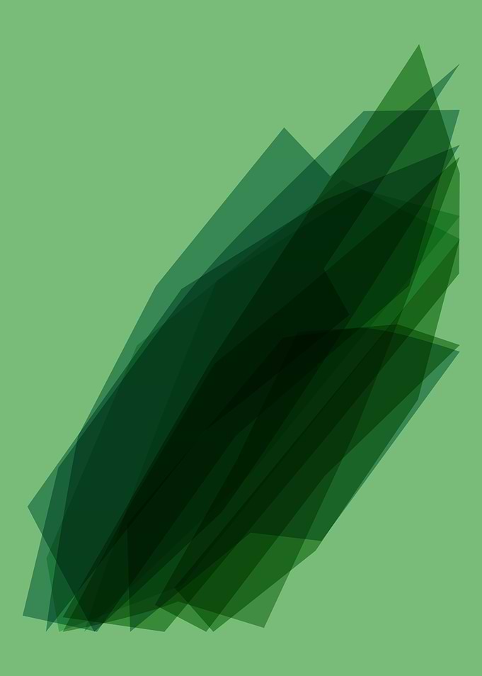 Abstract Green Shapes - Vector Illustration with Layered Texture, Modern Art Print