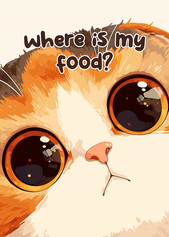 Cute Cat Demanding Food