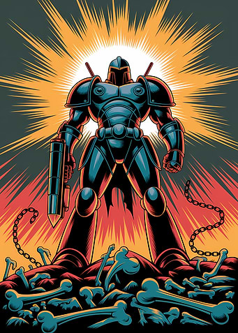 Armored Warrior Standing on Bones