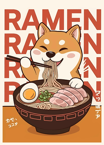 Shiba Inu Eating Ramen