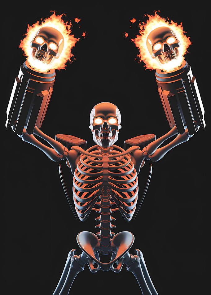 Flaming Skull Skeleton
