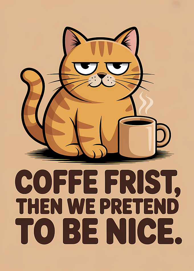 Grumpy Cat Coffee Cartoon