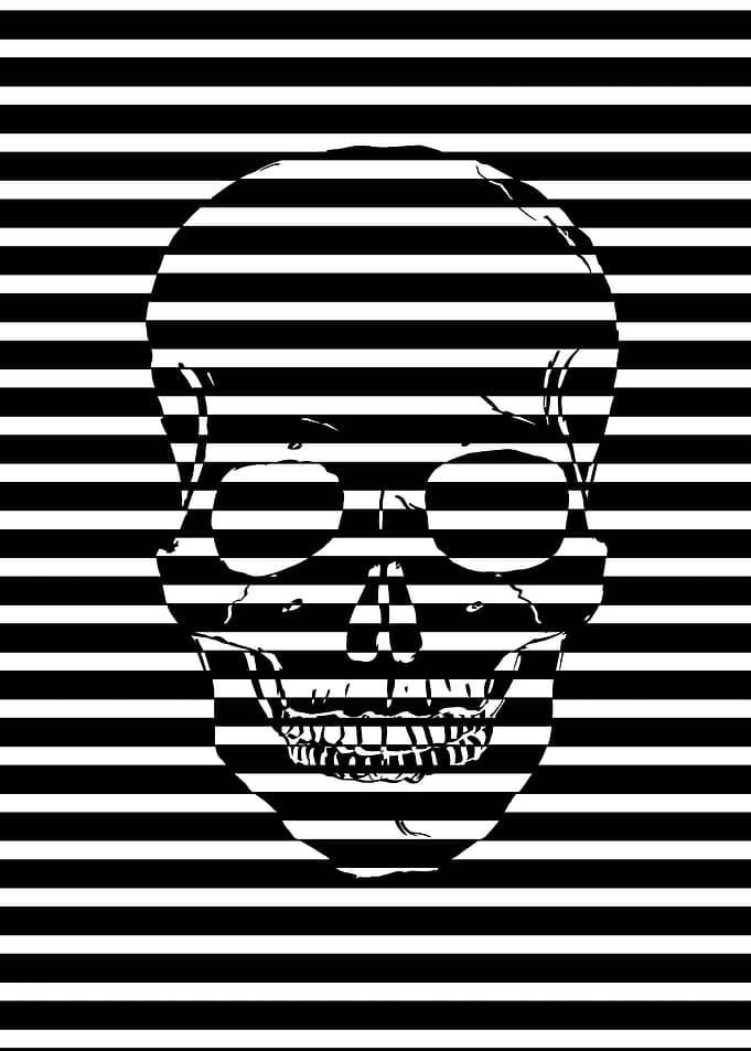 Skull with Black and White Stripes