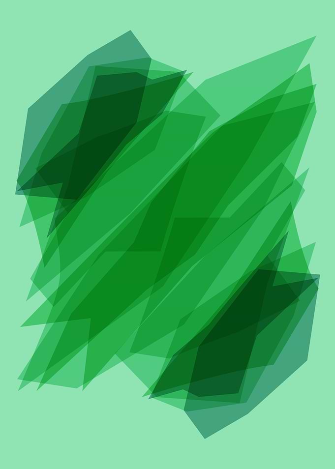Abstract Green Geometric Shapes - Modern Layered Wall Art- Digital Print
