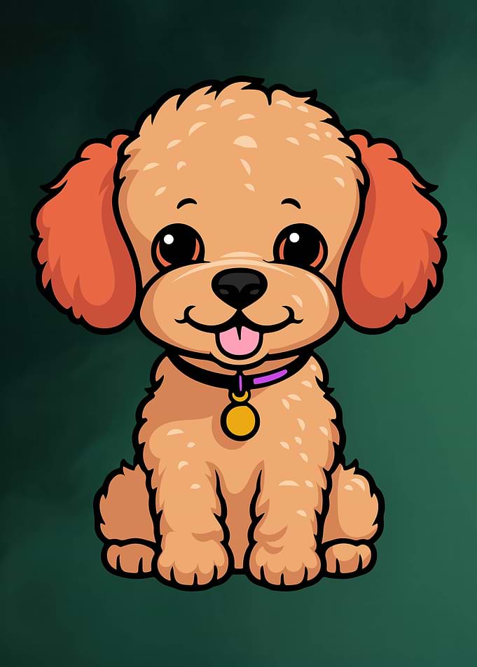 Cute Fluffy Puppy – Adorable Cartoon Dog Illustration for Pet Lovers