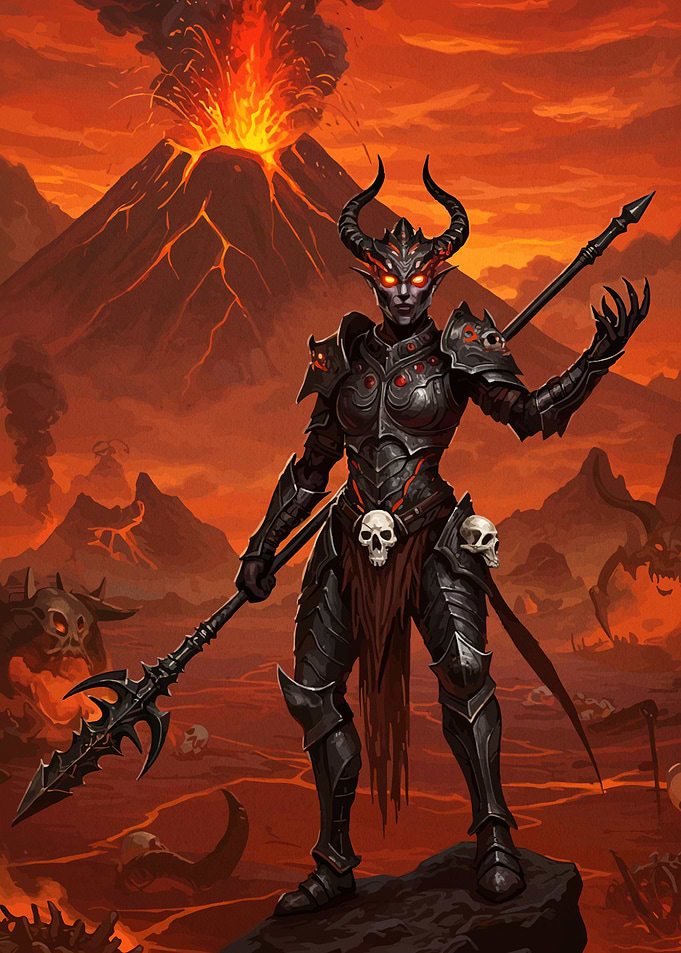 Demon Warrior Volcanic Landscape