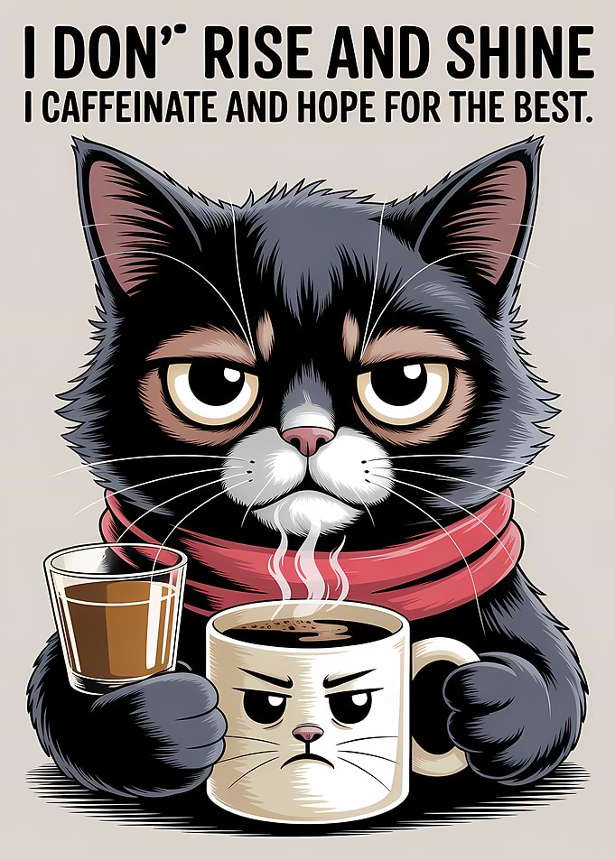 Grumpy Cat Caffeinating