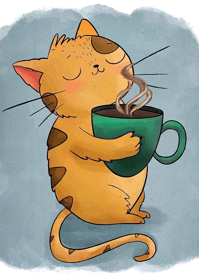 Cat with Coffee Cup Illustration