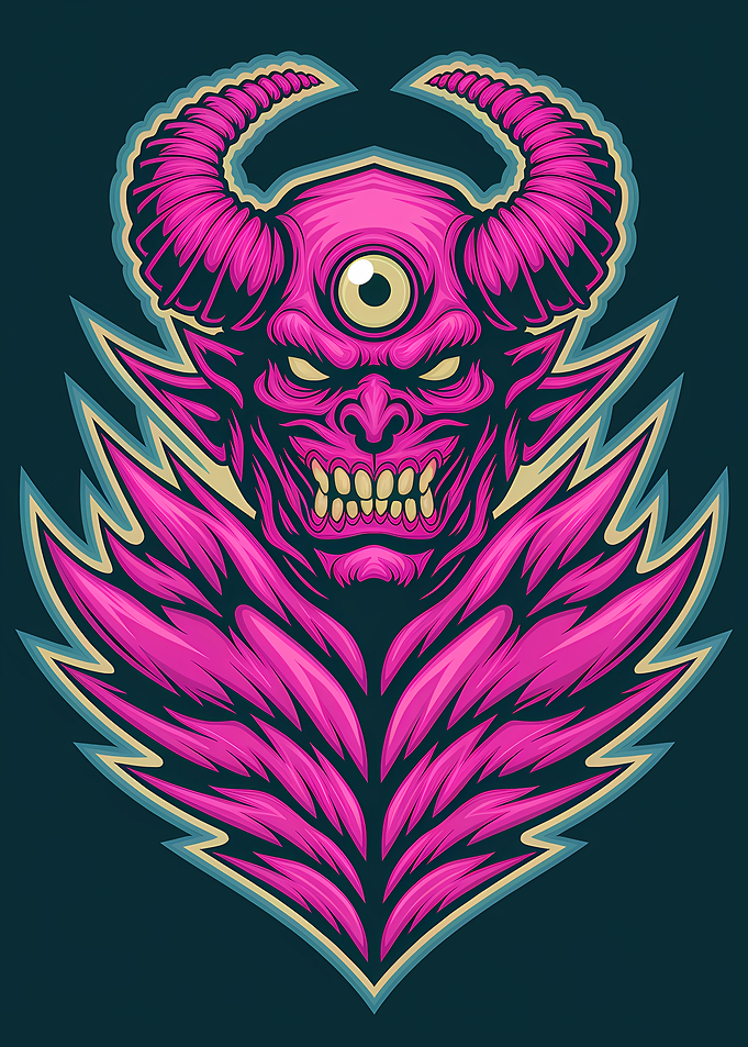 Pink Demon with Third Eye Illustration