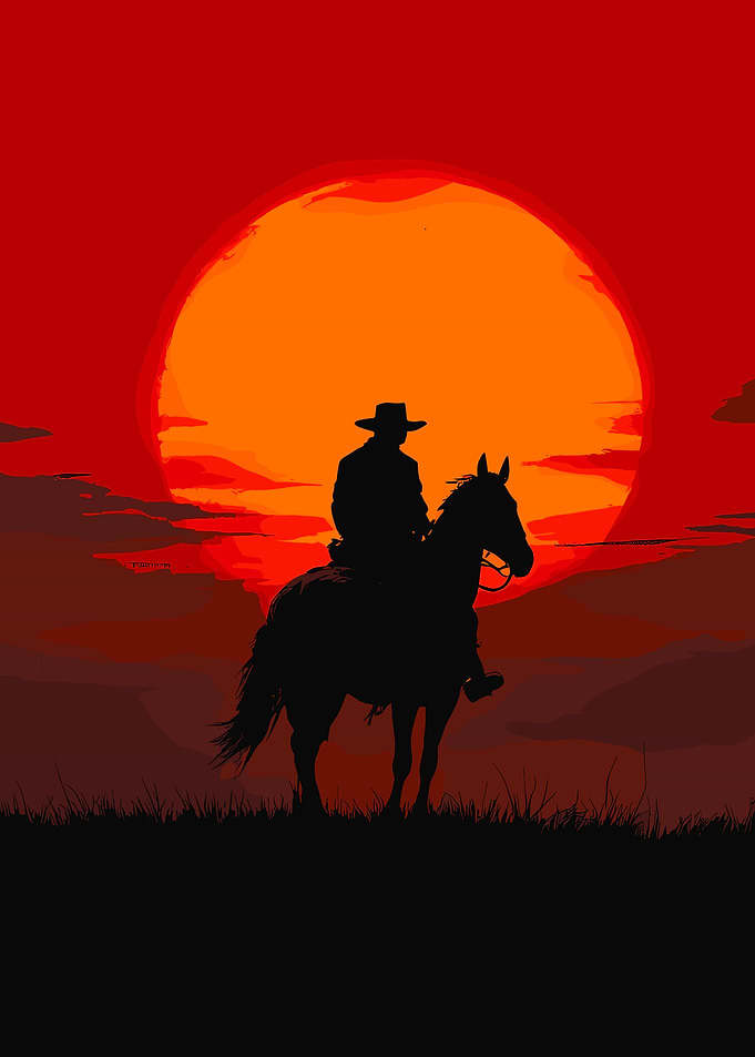 Cowboy Silhouette at Sunset