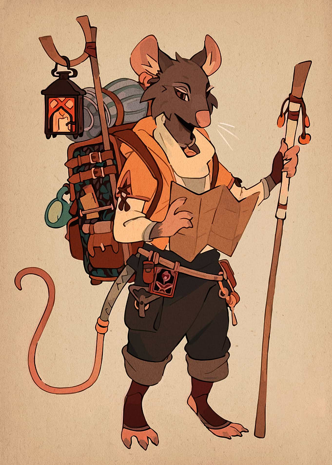 Anthropomorphic Rat Adventurer with Map