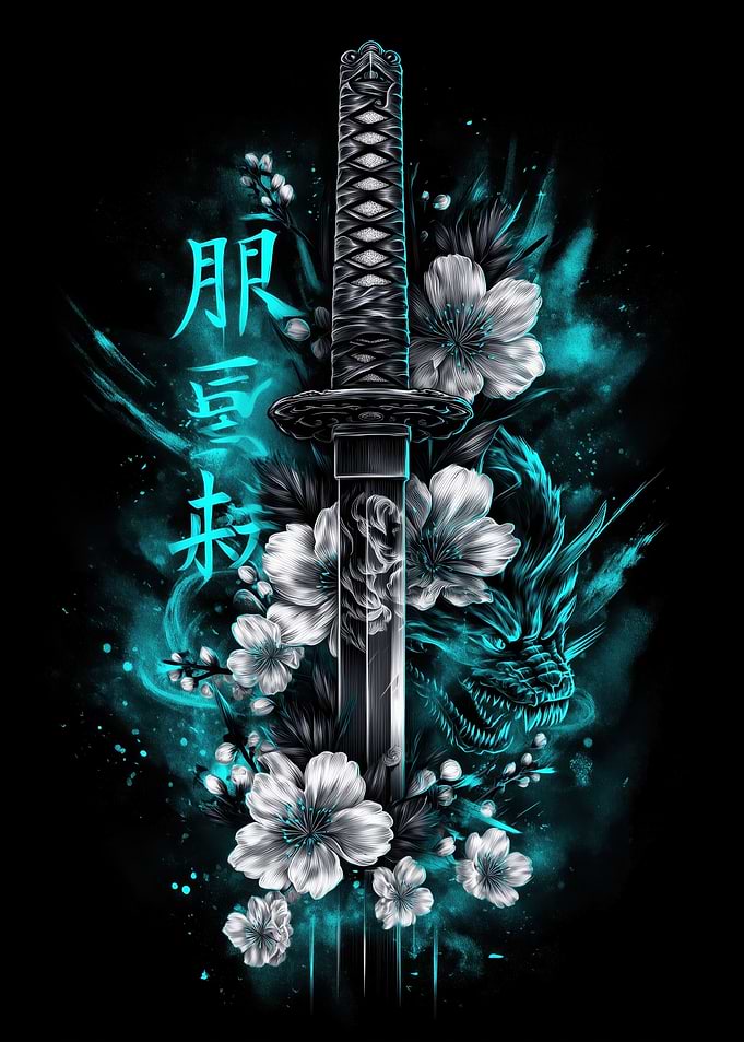 Teal Dragon Katana