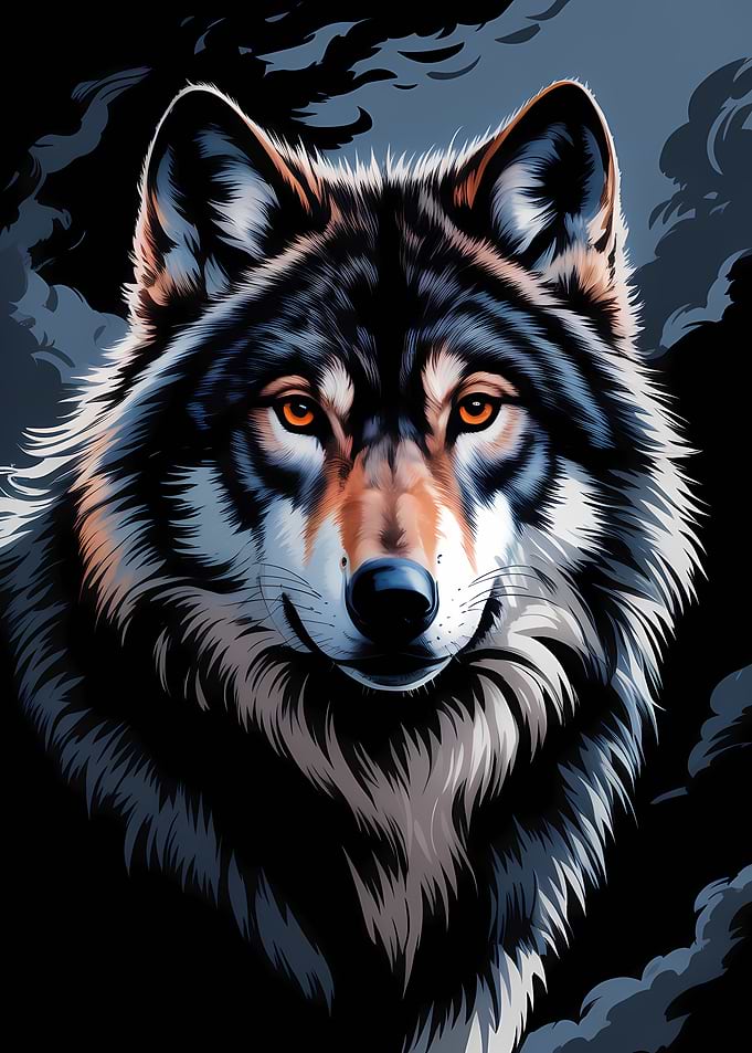 Wolf Portrait with Intense Gaze