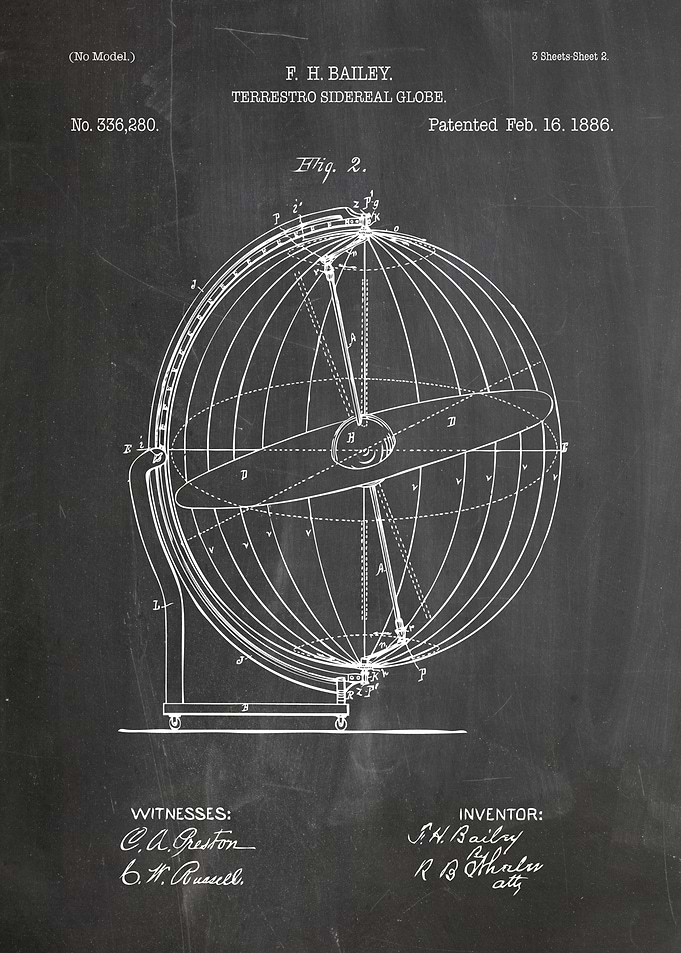 F.H. Bailey Terrestro Sidereal Globe Patent