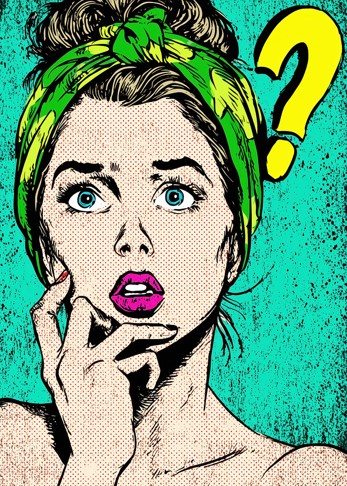 Pop Art Woman with Question Mark