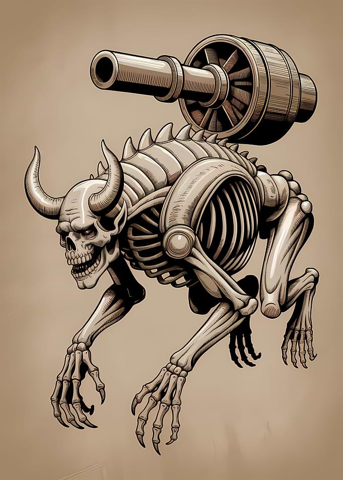 Skeletal Beast with Cannon