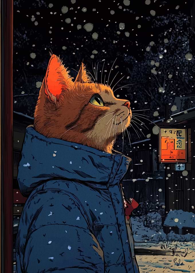 Cat in Winter Coat