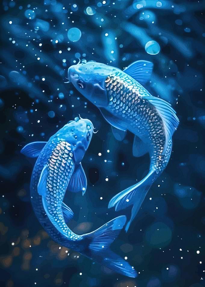 Blue Koi Fish Pair