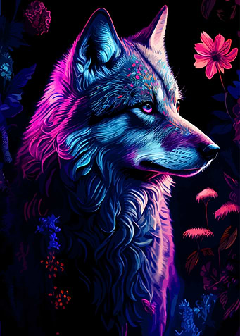 Neon Wolf Portrait