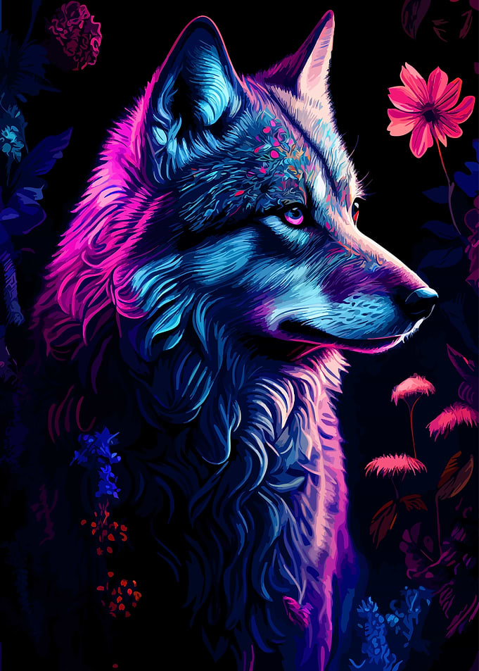 Neon Wolf Portrait