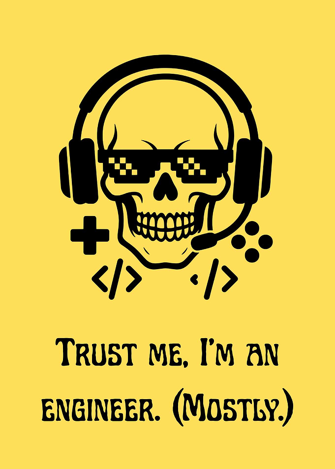 Engineer Skull with Headphones and Glasses