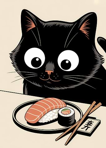 Black Cat and Sushi