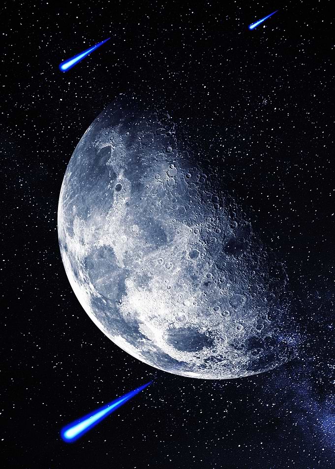 Moon and Shooting Stars