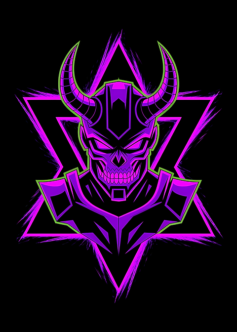Neon Cyberpunk Skull Warrior