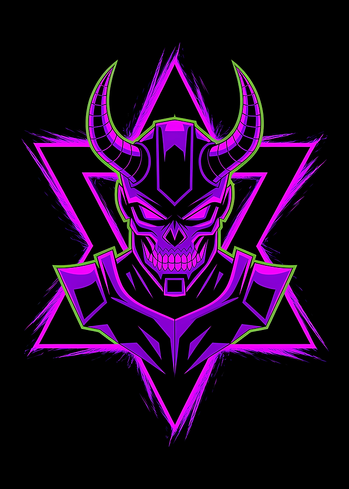 Neon Cyberpunk Skull Warrior