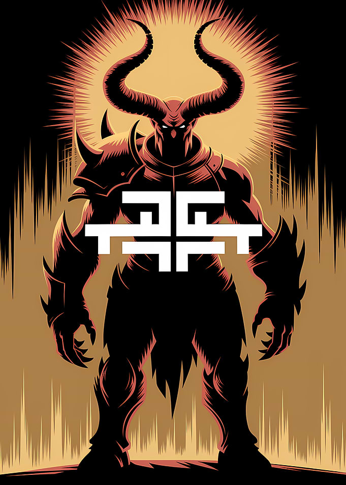 Horned Demon Warrior Illustration