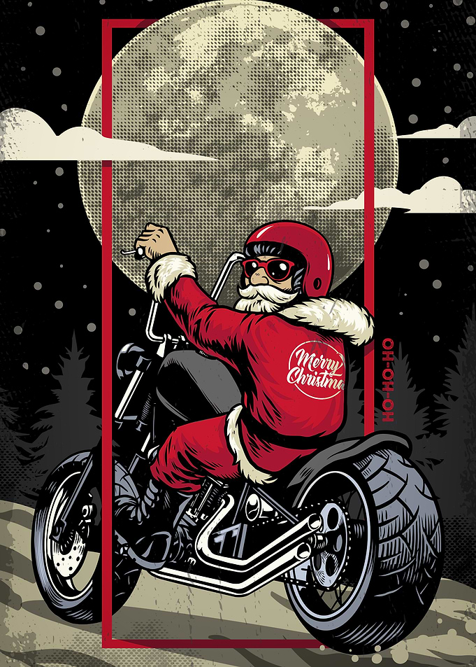 Santa Claus on Motorcycle Christmas